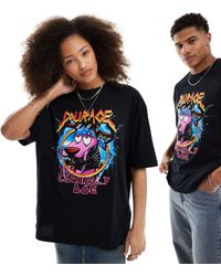 ASOS - T-shirt oversize unisex nera con stampa "courage the cowardly dog" su licenza - Lyst