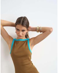 TOPSHOP - Teal Tipping Slash Neck Racer Vest - Lyst