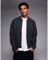 ADPT - Fluffy Knit Cardigan With Zip - Lyst