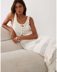 Miss Selfridge - Frill Detail Crochet Maxi Dress - Lyst