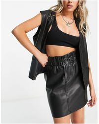 ONLY - Faux Leather Paperbag Waist Mini Skirt - Lyst