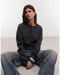 Weekday - Long Sleeve Henley Top With Cinched Waist - Lyst