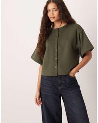 ASOS - Boxy Button Through Sweat Top - Lyst
