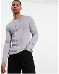 ASOS - Knitted Sweater With Laddering - Lyst