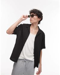 TOPMAN - Short Sleeve Textured Plisse Shirt - Lyst