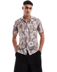 Only & Sons - Revere Collar Regular Fit Shirt With Blur Floral Print - Lyst