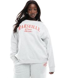 ASOS - Asos Design Curve Oversized Sweatshirt With Embroidered Marseille Graphic - Lyst
