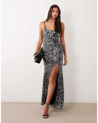ASOS - Two Tone Sequin Maxi Dress With Square Neck Detail - Lyst