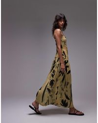 TOPSHOP - Drop Waist Crinkle Mesh Maxi Dress - Lyst