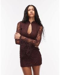 ASOS - Lace Mini Flute Sleeve Dress With Mandarin Collar - Lyst