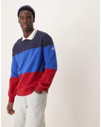 GANT - Sudadera Azul Y Roja Con Diseño Color Block Y Logo De - Lyst
