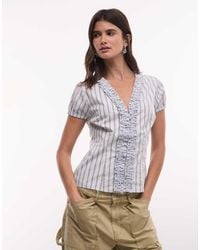 Collusion - Frill Detail Short Sleeve Blouse - Lyst