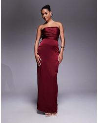 Jarlo - Bandeau Satin Maxi Dress With Bow Back - Lyst
