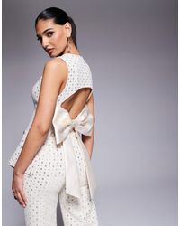 ASOS - Co-ord Embellished Boucle Waist Coat With Bow Back - Lyst