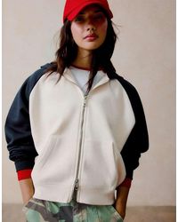 Bershka - Zip-up Plush Hooded Jacket - Lyst
