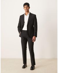 ASOS - Pantalones De Traje Negros De Corte Slim De Tejido Ligero De Lana Peinada Lavable De - Lyst