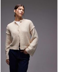 ASOS - Knitted Cardigan With Exposed Seams With Wool - Lyst