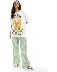 Stradivarius - T-Shirt Oversize Con Stampa “Sunshine” - Lyst