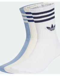 adidas Originals - Pack De 3 Pares De Calcetines Deportivos De Color Blanco, Azul Táctil Y Crema Con 3 Rayas De - Lyst