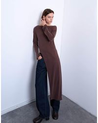 TOPSHOP - Asymmetrische Tuniek-Top Van Cupro Met Lange Mouwen - Lyst