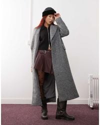 Monki - Cappotto Lungo Doppiopetto Testurizzato - Lyst