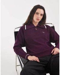 Fred Perry - Contrast Wide Collar Knitted Shirt - Lyst