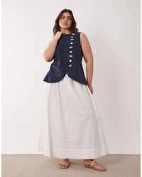 ASOS - Asos Design Curve Linen Look Waistcoat Maxi Dress With Poplin Skirt - Lyst