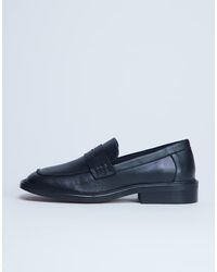 TOPSHOP - Cole Premium Real Leather Square Toe Loafers - Lyst