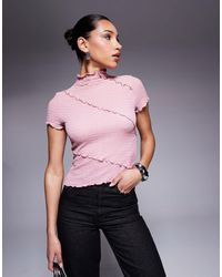 ASOS - Textured Short Sleeve Top With Seam Detail - Lyst