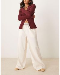 ASOS - Linen Blend Pull On Wide Leg Trousers With Shirred Waist Detail - Lyst