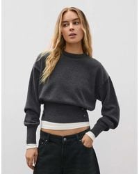 Bershka - Round Neck Jumper With Button Detail - Lyst