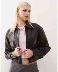 Barneys Originals - Real Leather Croc Print Jacket - Lyst