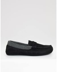Threadbare - Faux Suede Trim Moccasin Slippers - Lyst