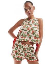 ASOS - Shorts Met Contrasterende Rand En Fruitprint, Deel Van Co-Ord Set - Lyst