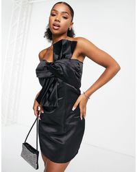In The Style - X Terrie Mcevoy Off Shoulder Large Bow Detail Mini Dress - Lyst