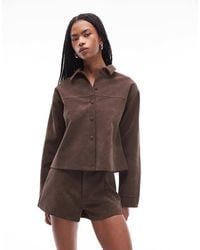 ASOS - Mix & Match Textured Leather Look Oversized Shirt - Lyst