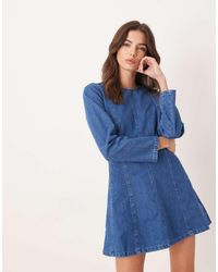 Nobody's Child - Alma Denim Cinched Pleat Front Mini Dress - Lyst