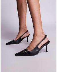 Public Desire - Devoted Slingback Heeled Shoes With Buckle Detail - Lyst