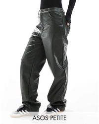 ASOS - Asos Design Petite Faux Leather Straight Leg Trousers - Lyst