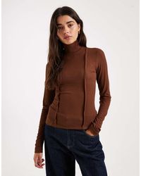ASOS - Funnel Neck Long Sleeve Top With Exposed Seams - Lyst