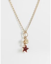 Reclaimed Vintage - Layered Chain Necklace With Charm Seashell Pendant - Lyst
