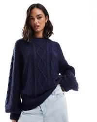 Brave Soul - Oversized Gebreide Trui Met Kabels - Lyst