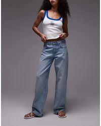 TOPSHOP - Ember - jean large délavé à taille basse - Lyst