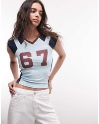 Collusion - Fitted V-neck Sports Tee With Cap Sleeves - Lyst