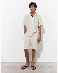 Pull&Bear - Pantaloncini Bermuda Stile Joggers A Righe Bianco/Blu - Lyst