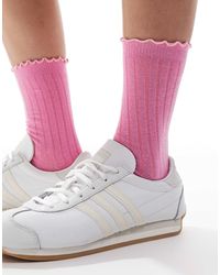 Vero Moda - Ribbed Frill Socks - Lyst