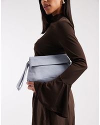 ASOS - Suede Clutch Bag With Fold Corner Detail And Detachable Crossbody Strap - Lyst
