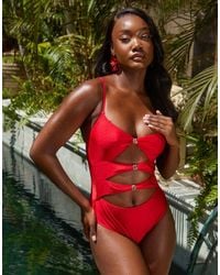 South Beach - Cut Out Swimsuit With Gold Hardware - Lyst