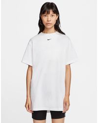Nike Cotton Mini Swoosh Oversized T-shirt Dress in Grey Heather (Grey ...