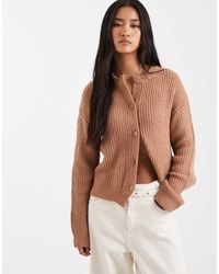 Miss Selfridge - Chunky Rib Crew Neck Cardigan - Lyst